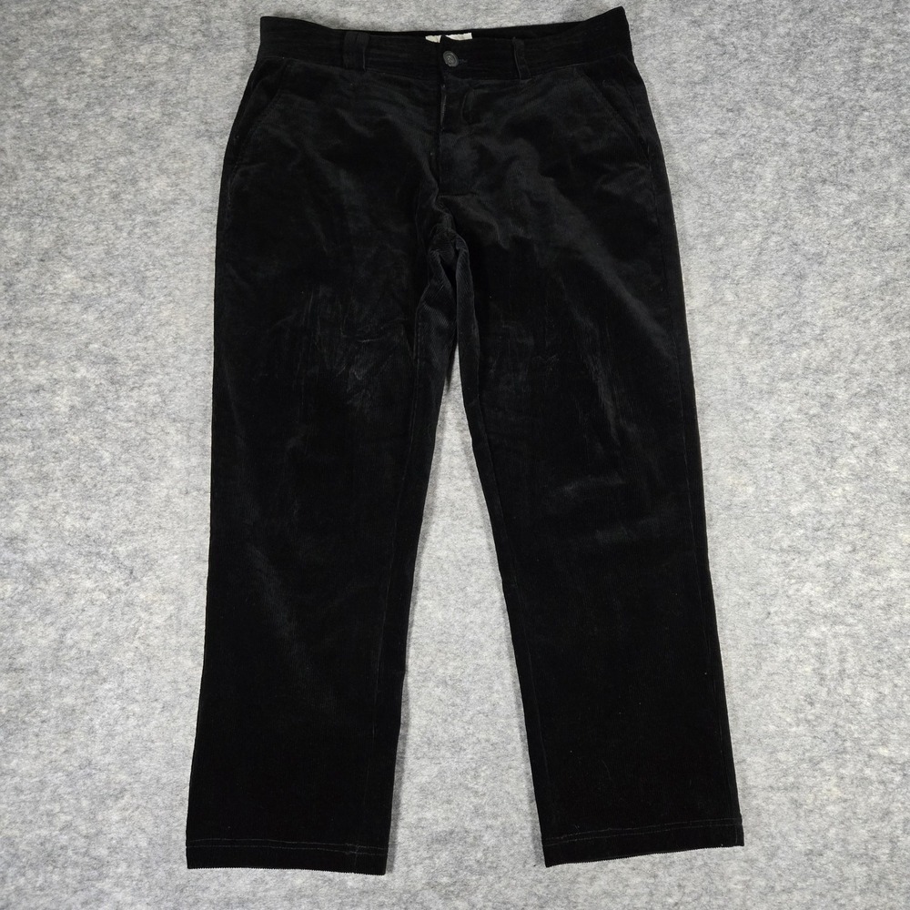 I Love Ugly Mens Black Slim Kobe Pant Corduroy Cropped Straight Trousers L